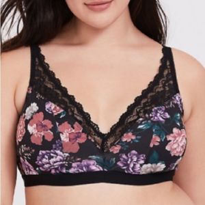 Torrid Curve Black Floral Bralette Size 1X